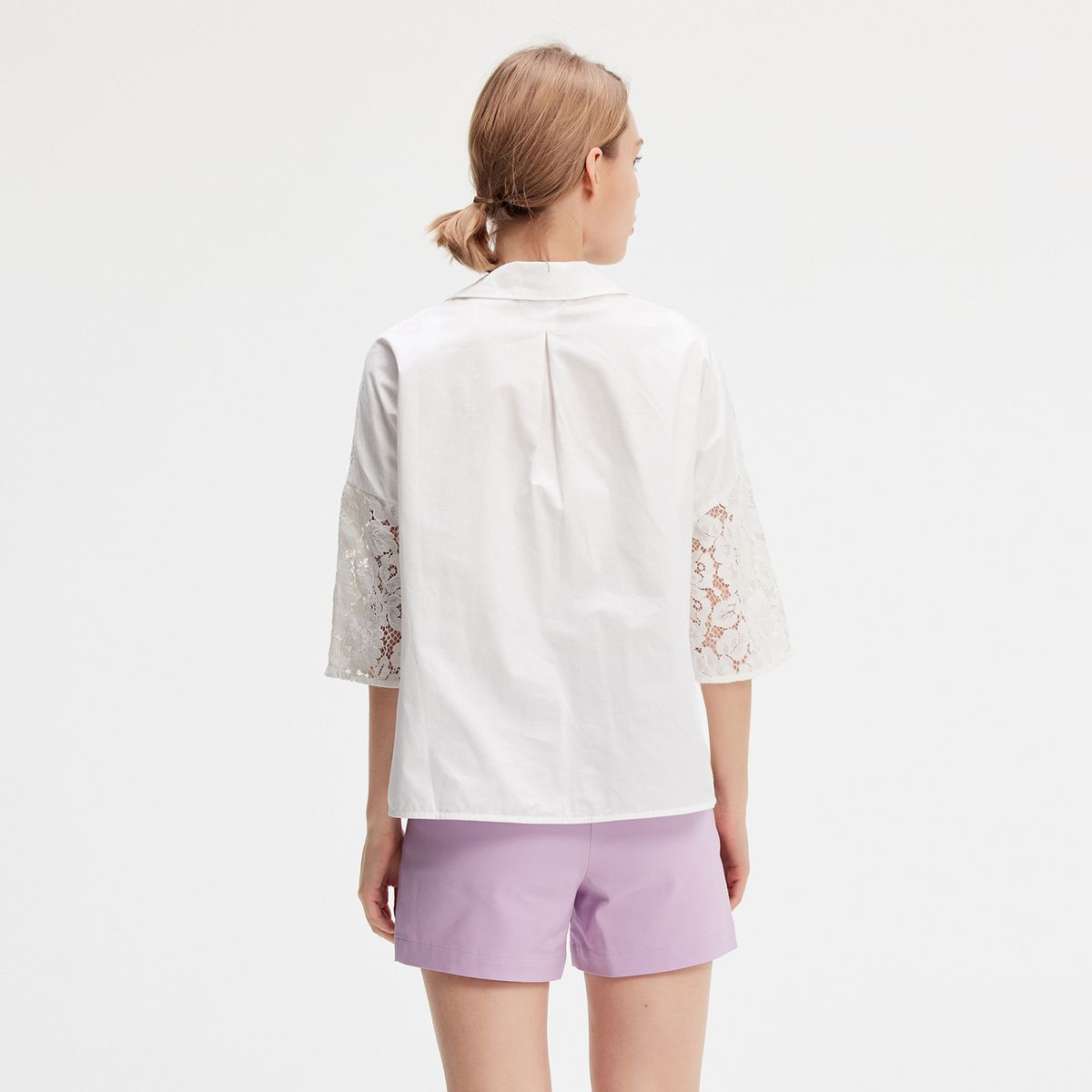 Bluse aus Spitze und Baumwollpopeline