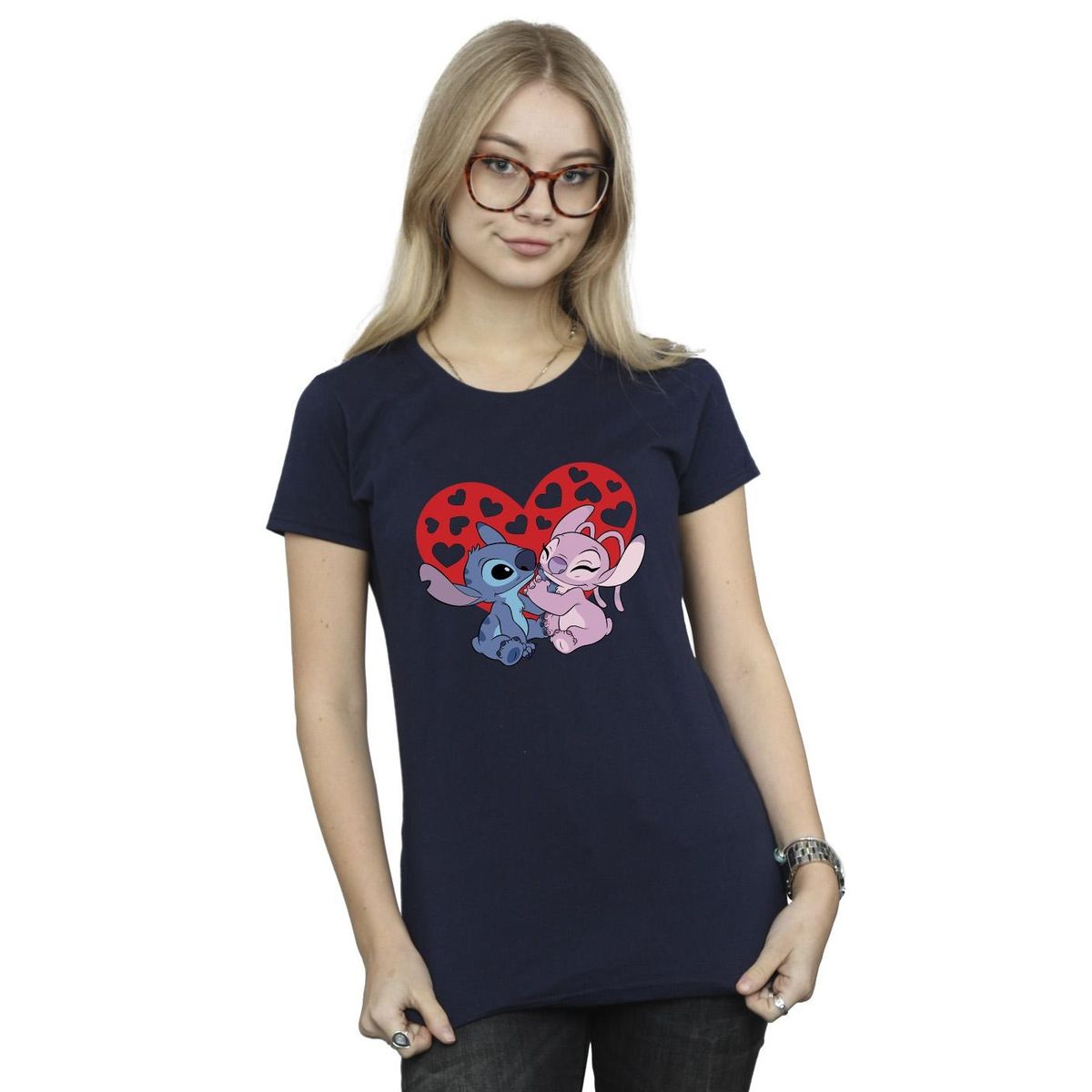 Lilo & Stitch Herz Grafik-T-Shirt