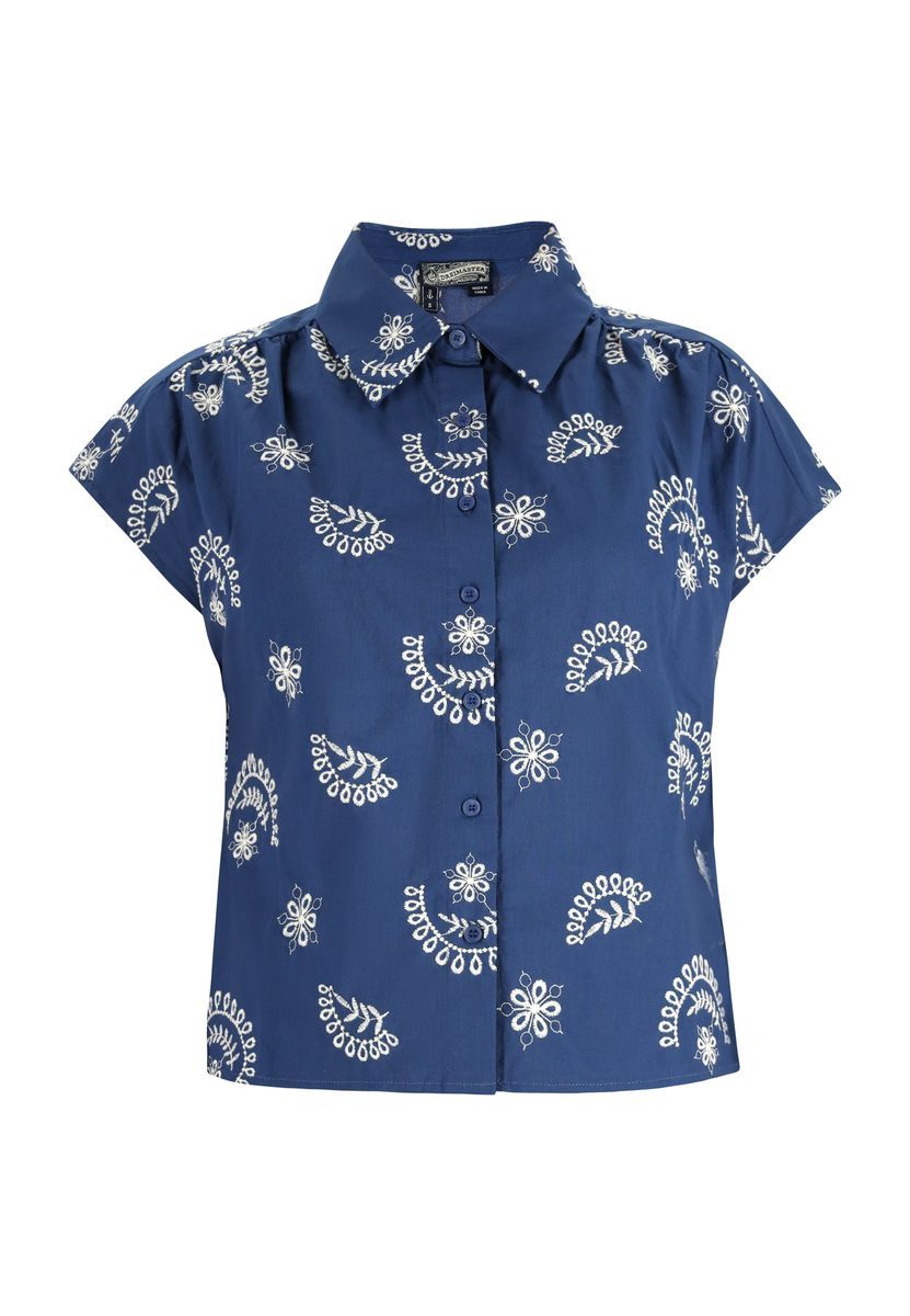 Kurzärmelige Musterbluse mit Knopfleiste
