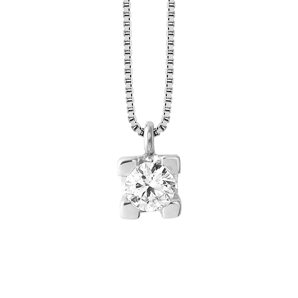 Solitär-Diamant-Anhänger an Kette