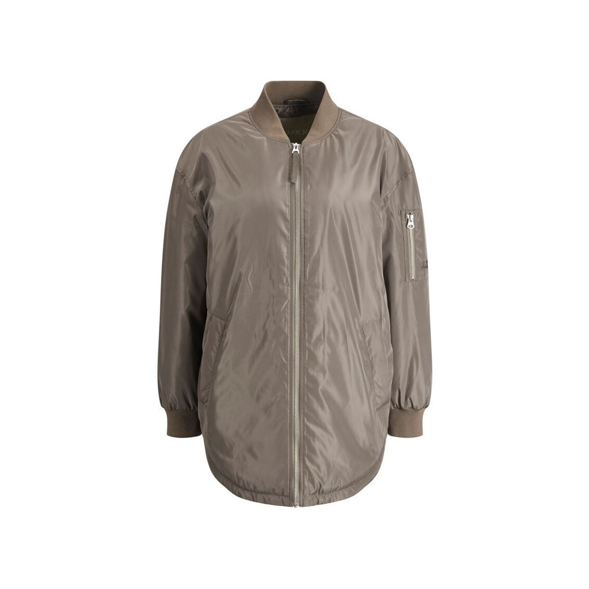 Lange Oversize Satin-Bomberjacke