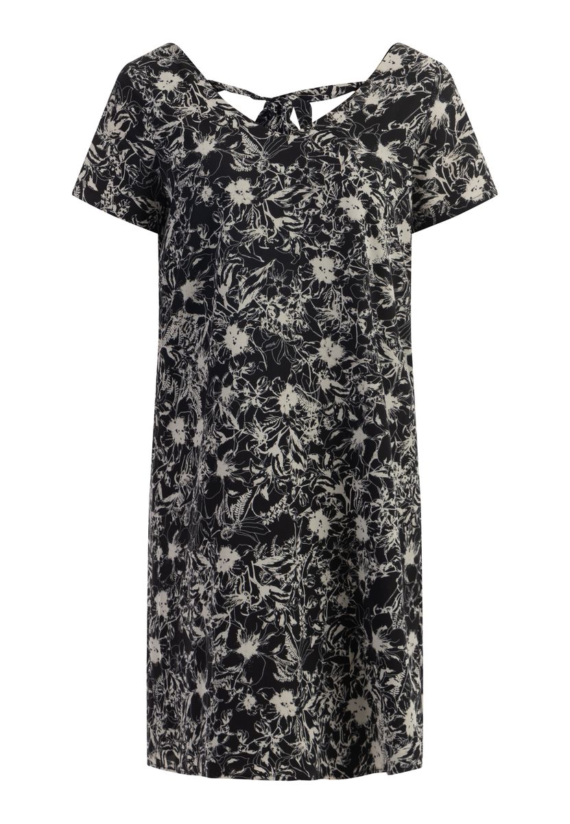 A-Linien-Kleid mit Blumenmuster und Rückenknoten