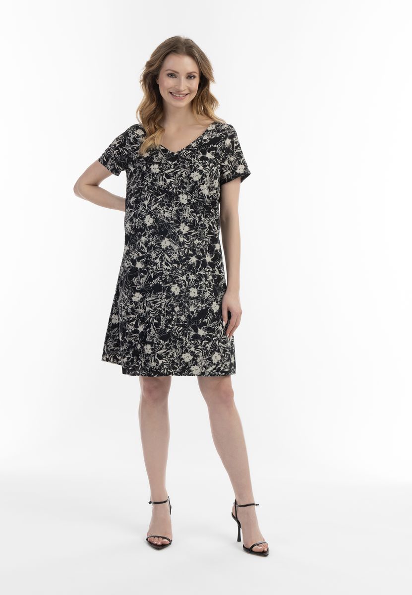A-Linien-Kleid mit Blumenmuster und Rückenknoten
