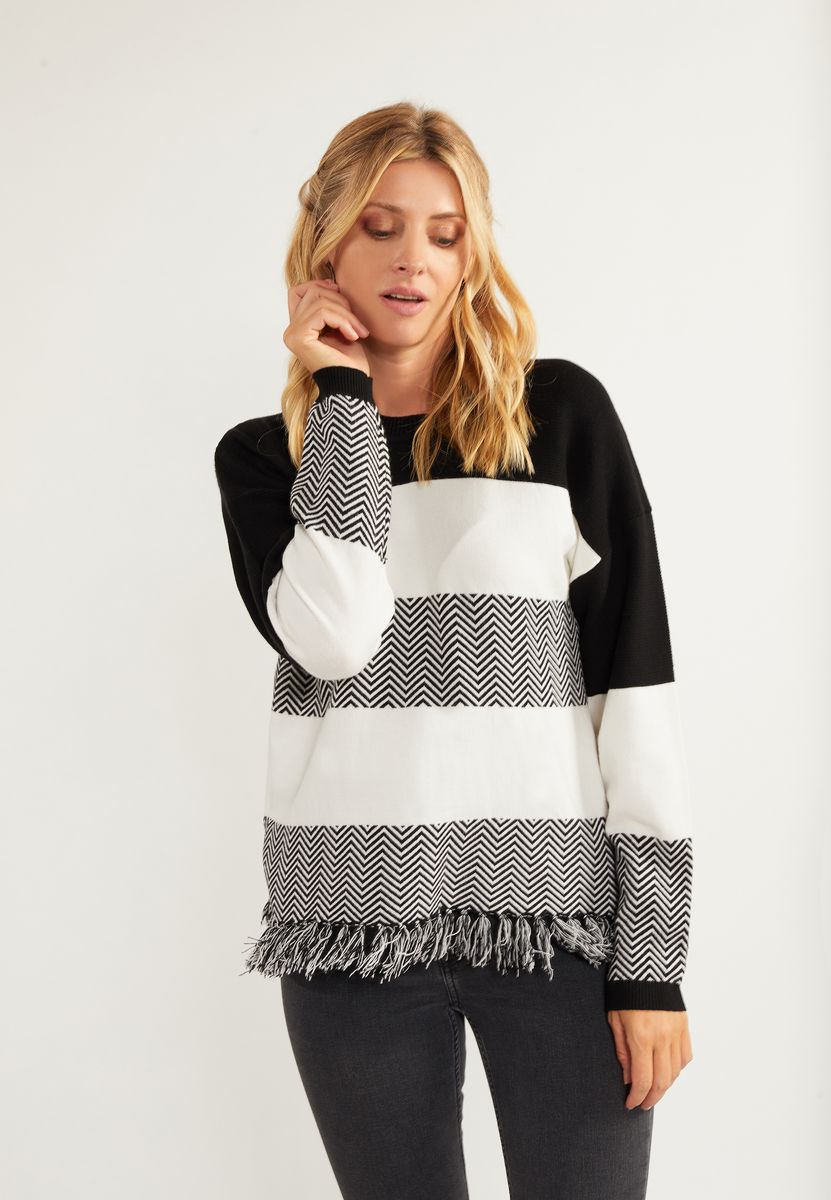 Oversized-Strickpullover mit Zickzack-Muster