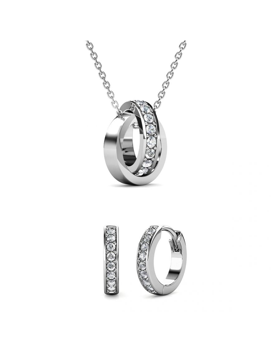 Schmuckset mit kristallbesetzten verschlungenen Kreisen