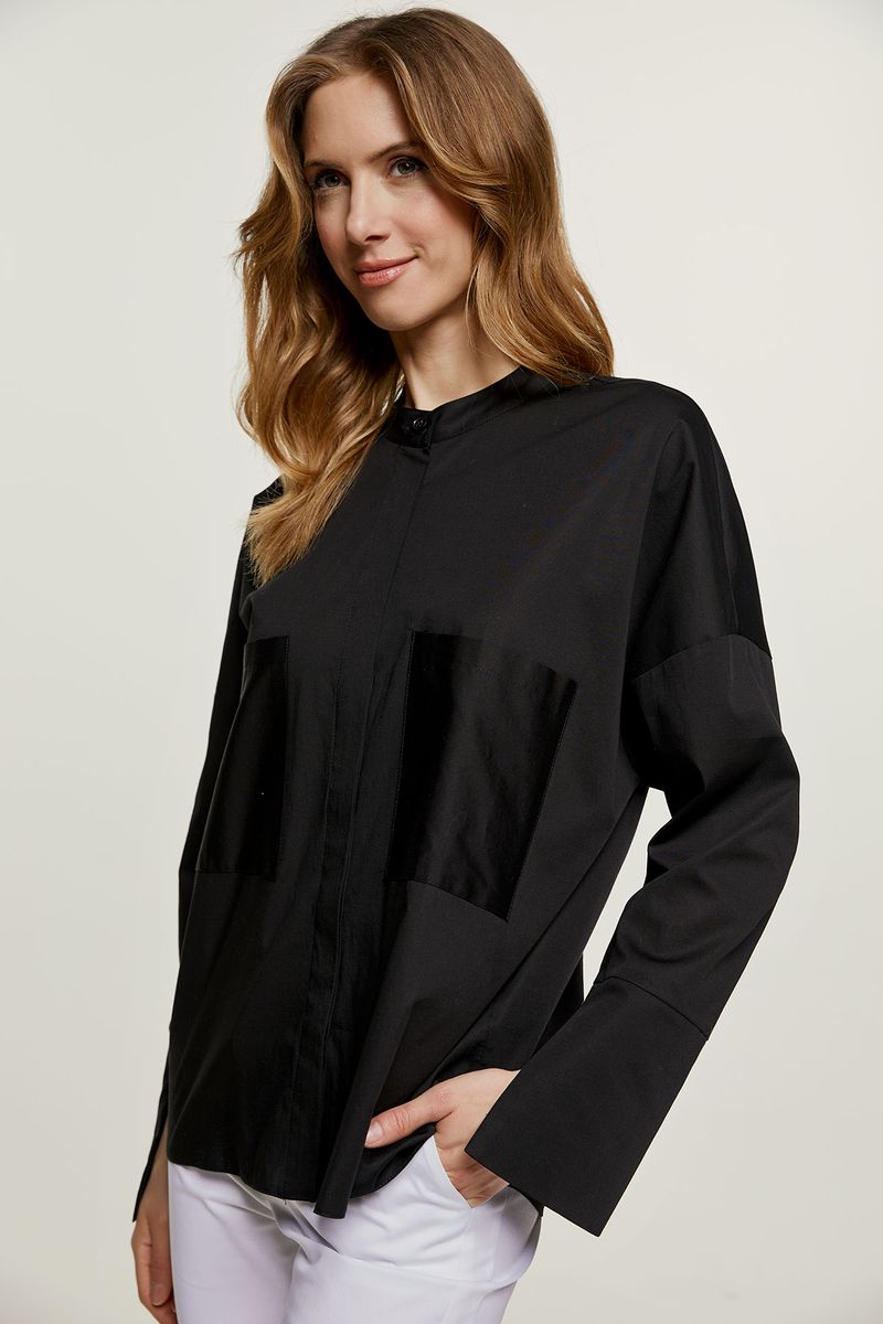 Oversize-Popeline-Hemd mit Taschen
