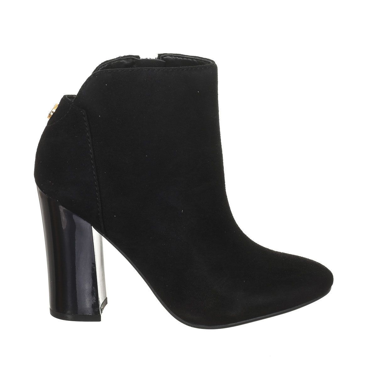 Stiefeletten mit Samteffekt und Rundkappe