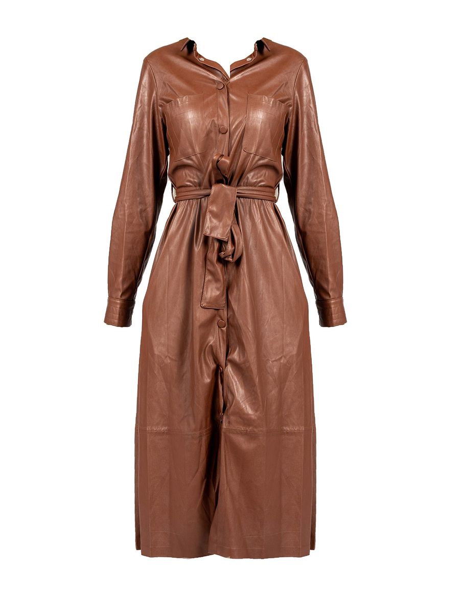 Tailliertes Midikleid aus Kunstleder