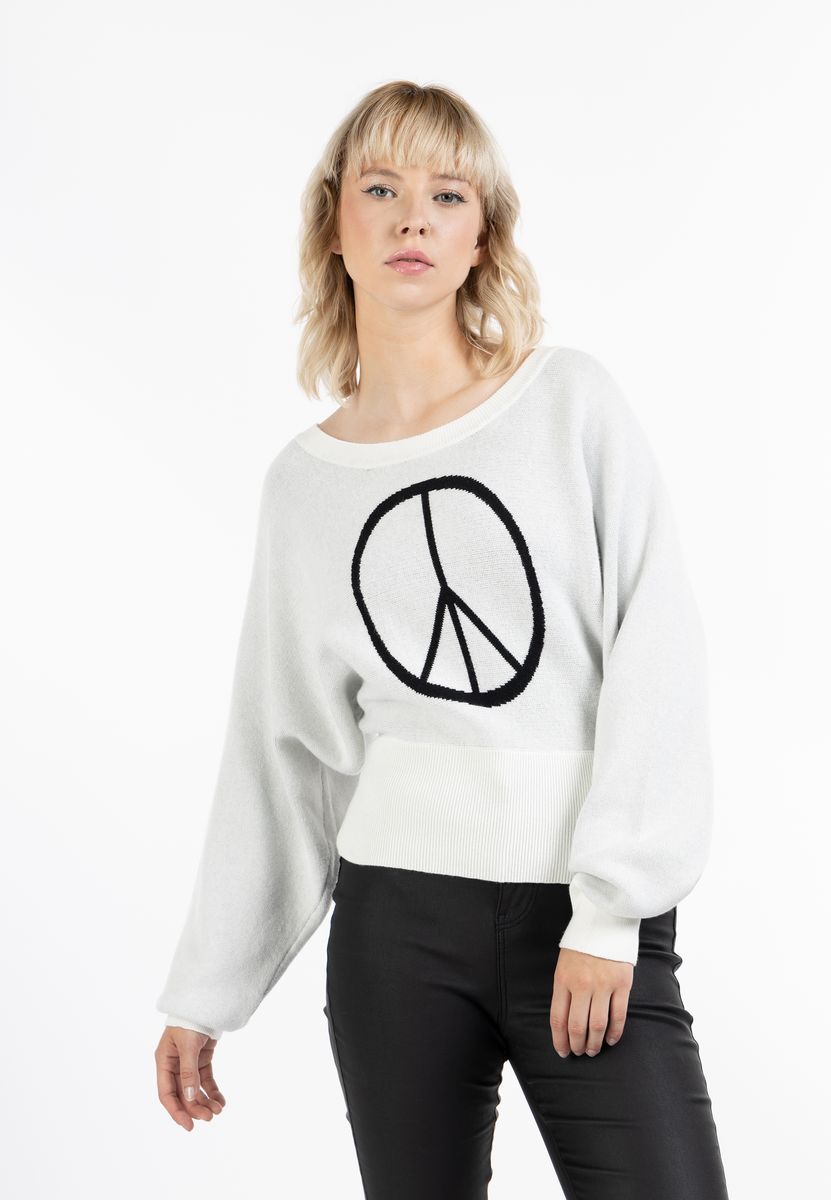 Strickpullover mit Peace-Symbol