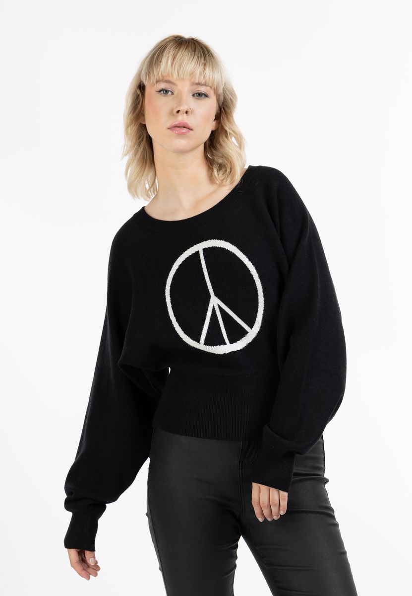 Strickpullover mit Peace-Symbol