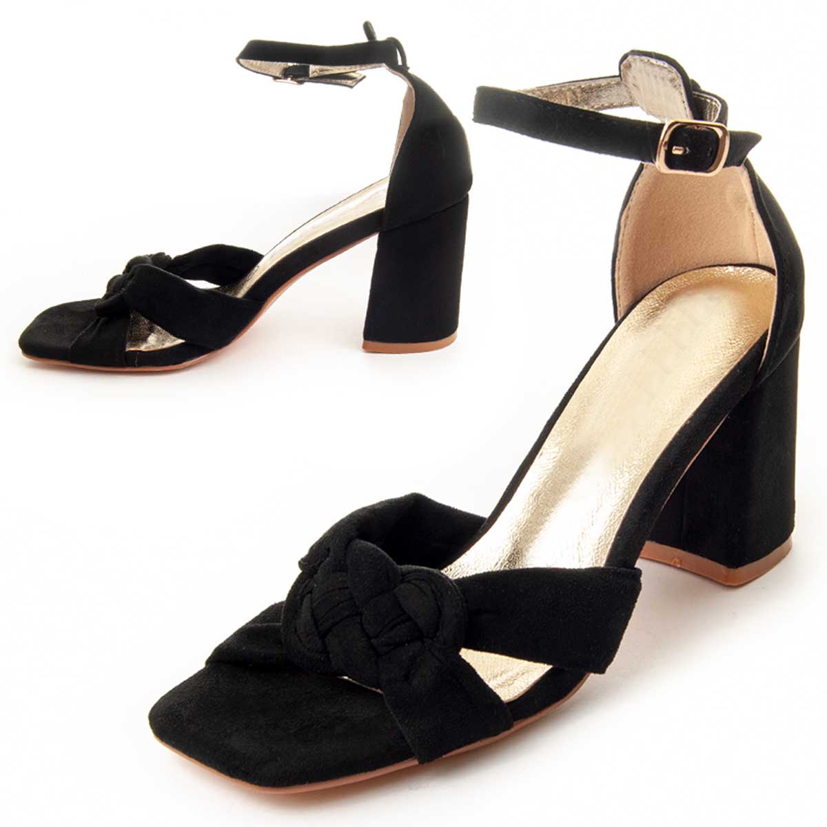 Sandalen mit Knotendetail und Blockabsatz