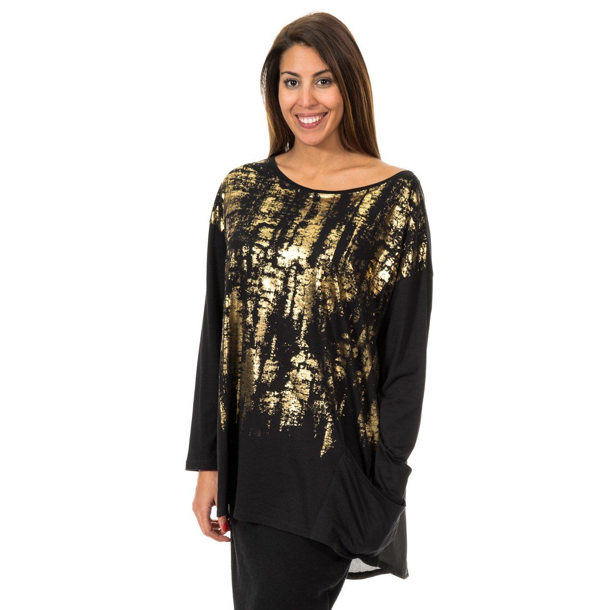 Tunika mit goldenem Abstrakt-Print