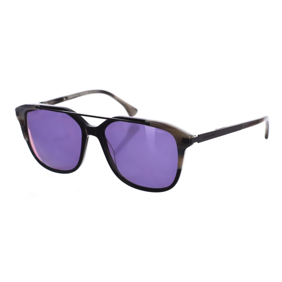 Rechteckige Acetat-Sonnenbrille mit Metallsteg