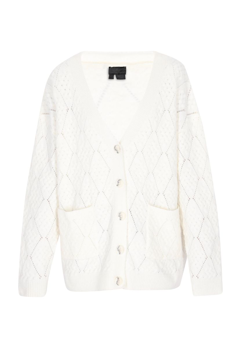 Strukturstrickjacke mit Rautenmuster