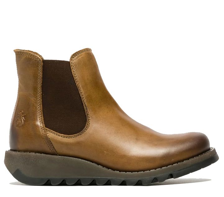 Chelsea-Lederstiefel mit Keilabsatz