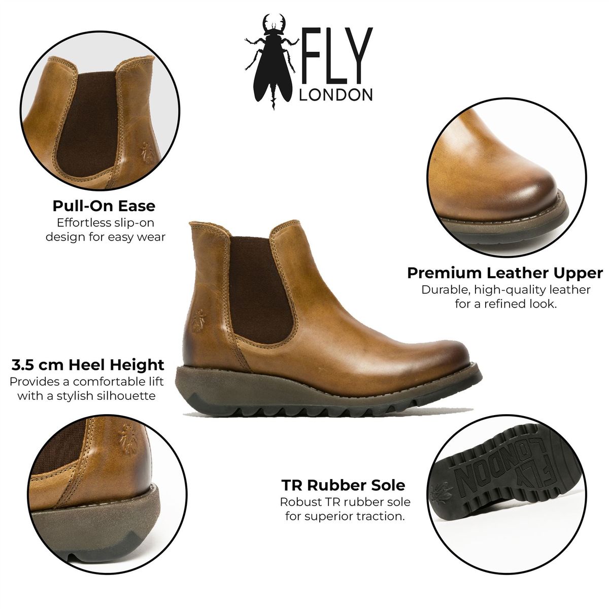 Chelsea-Lederstiefel mit Keilabsatz