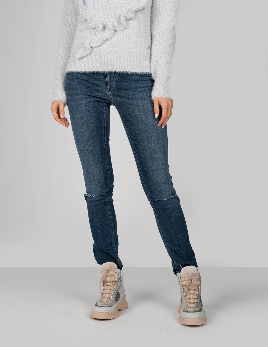 Slim-Fit Jeans mit Distressed-Details
