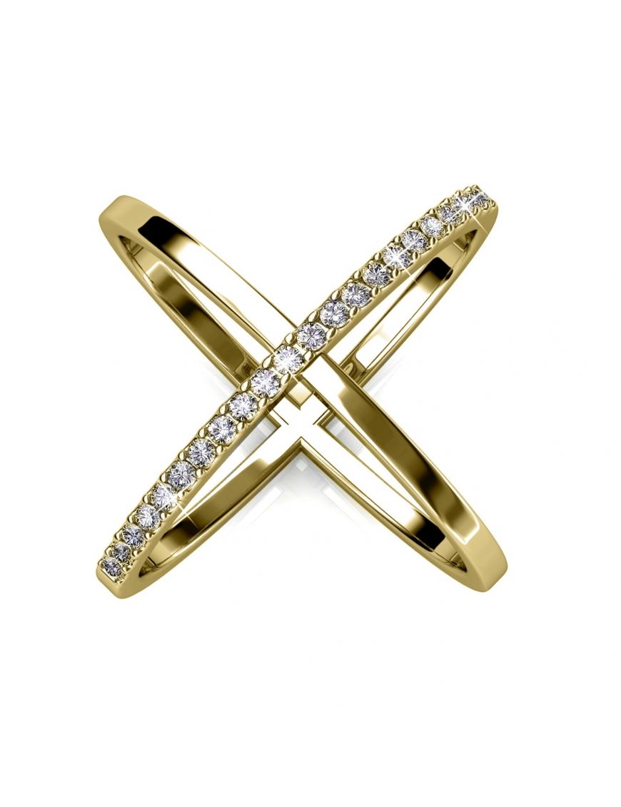 Vergoldeter X-Ring mit Kristallbesatz