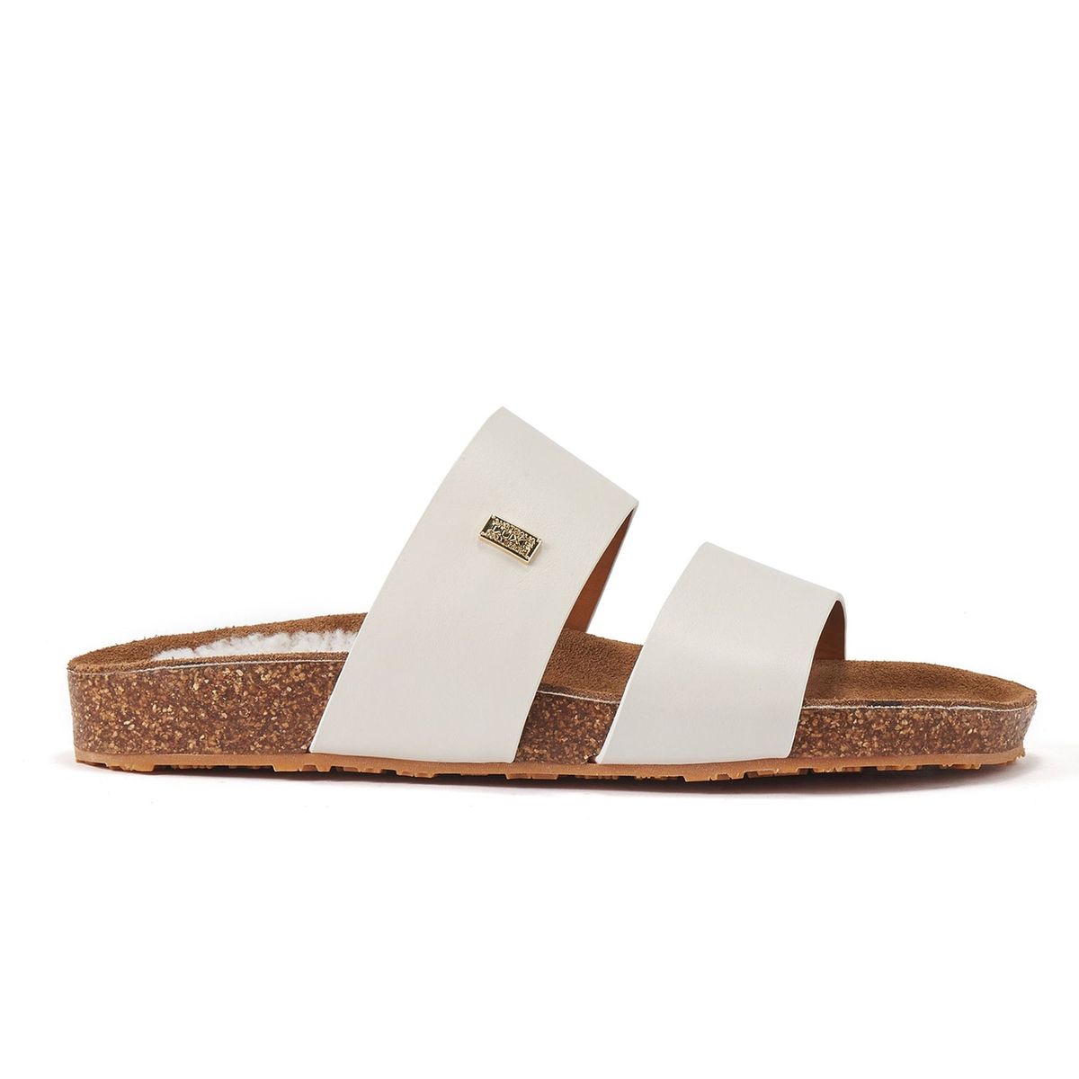 Leder-Pantoletten mit zwei Riemen