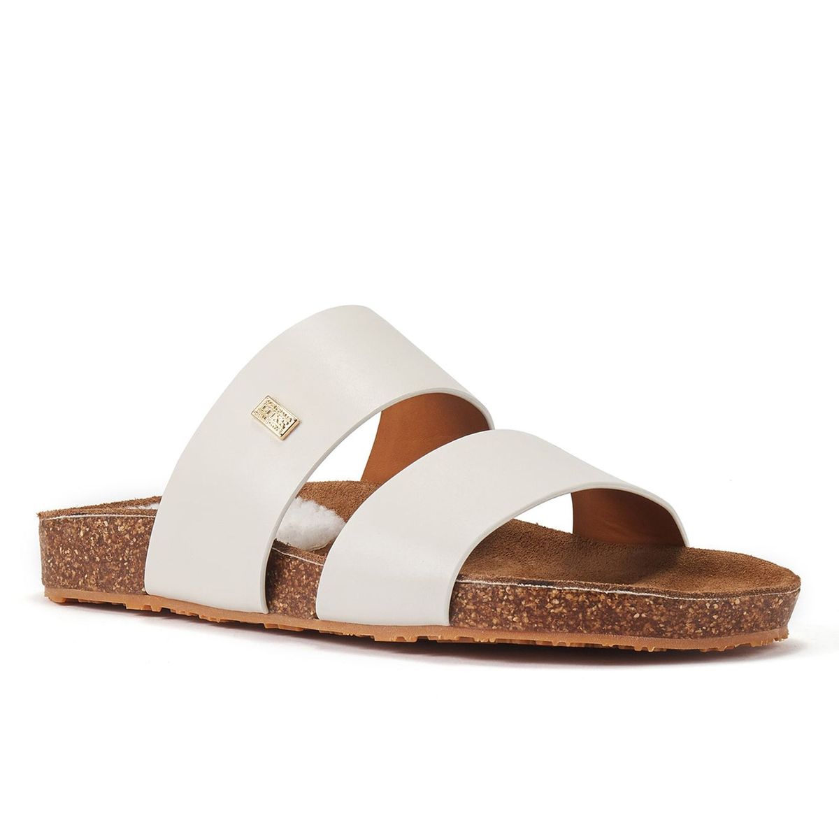 Leder-Pantoletten mit zwei Riemen