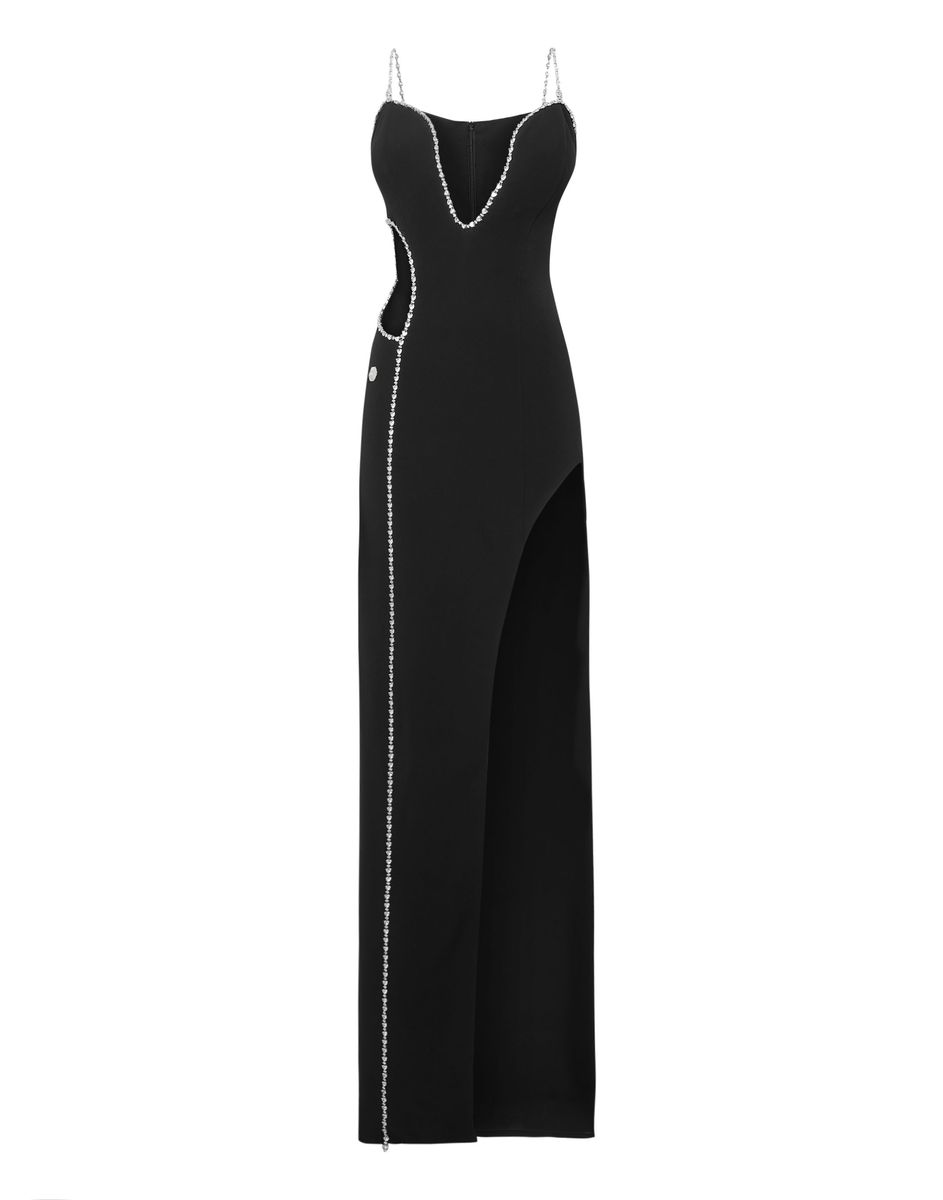 Abendkleid mit Cut-outs und Schmucksteinen