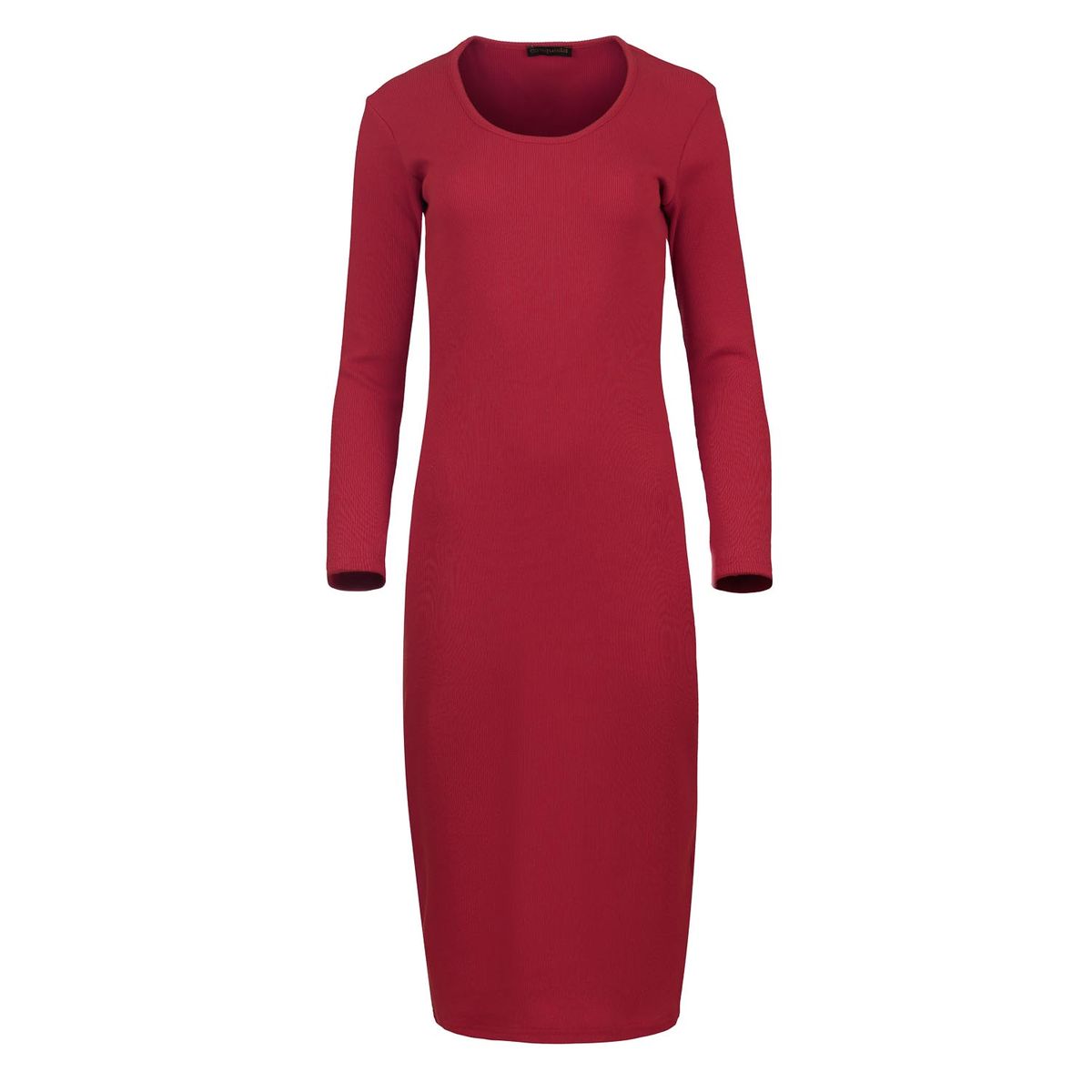 Geripptes Langarm-Midikleid