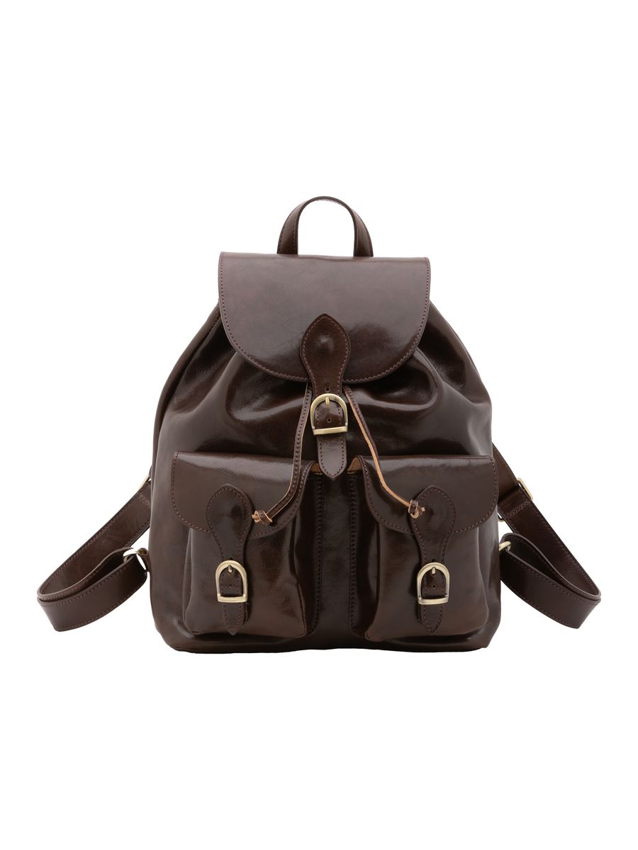 Klassischer Lederrucksack mit Schnallen