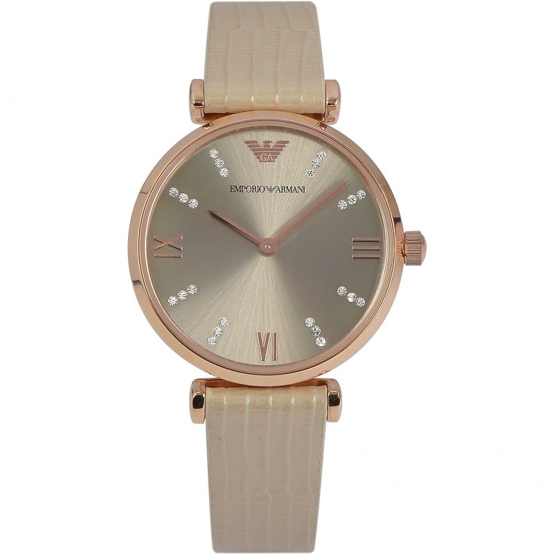 Elegante rosévergoldete Kristall-Armbanduhr