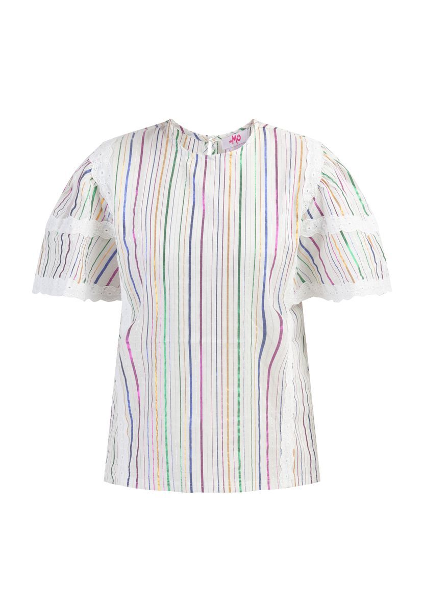 Bluse mit bunten Metallic-Streifen