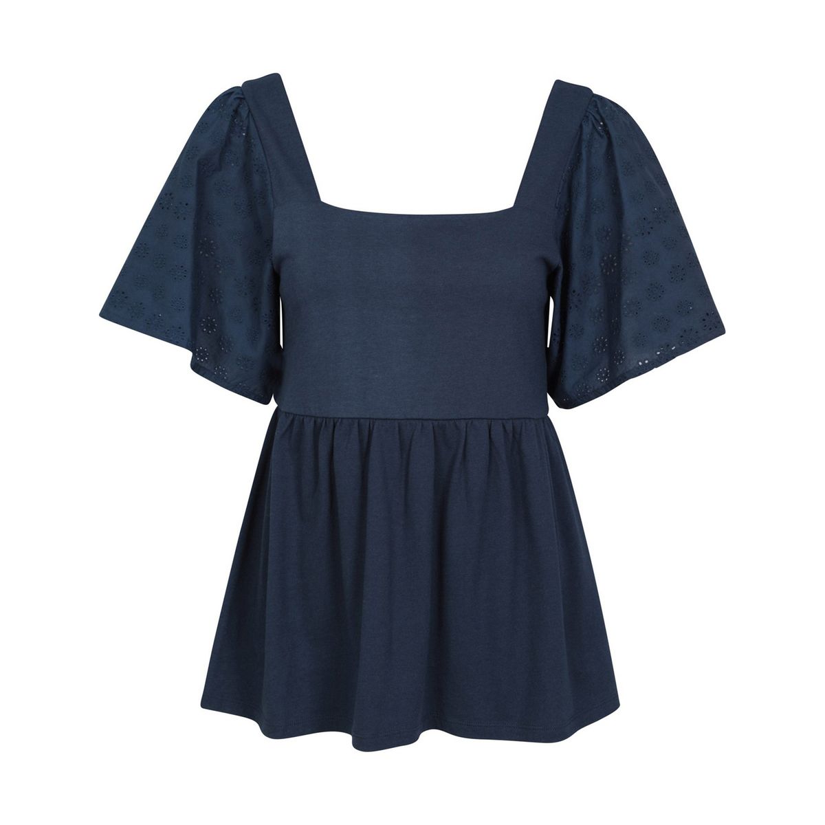 Peplum-Oberteil mit Broderie-Ärmeln