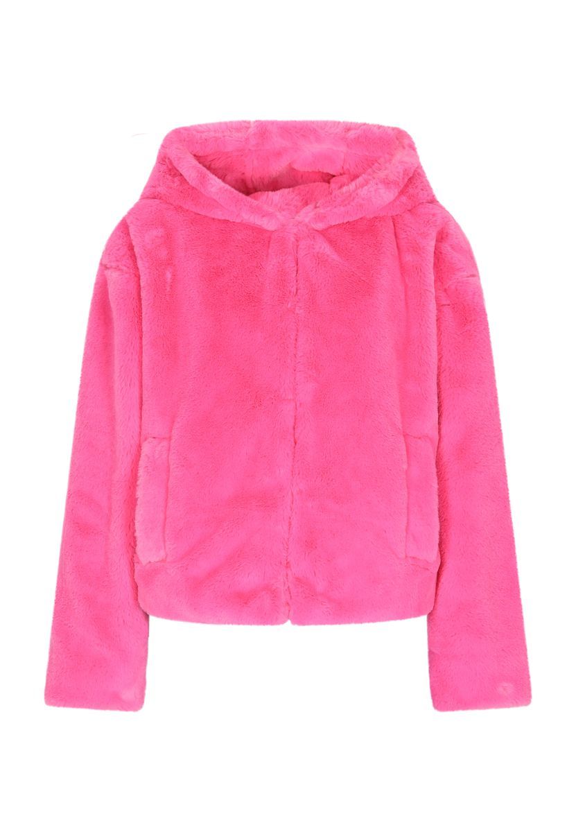 Flauschige Kapuzenjacke aus Kunstfell