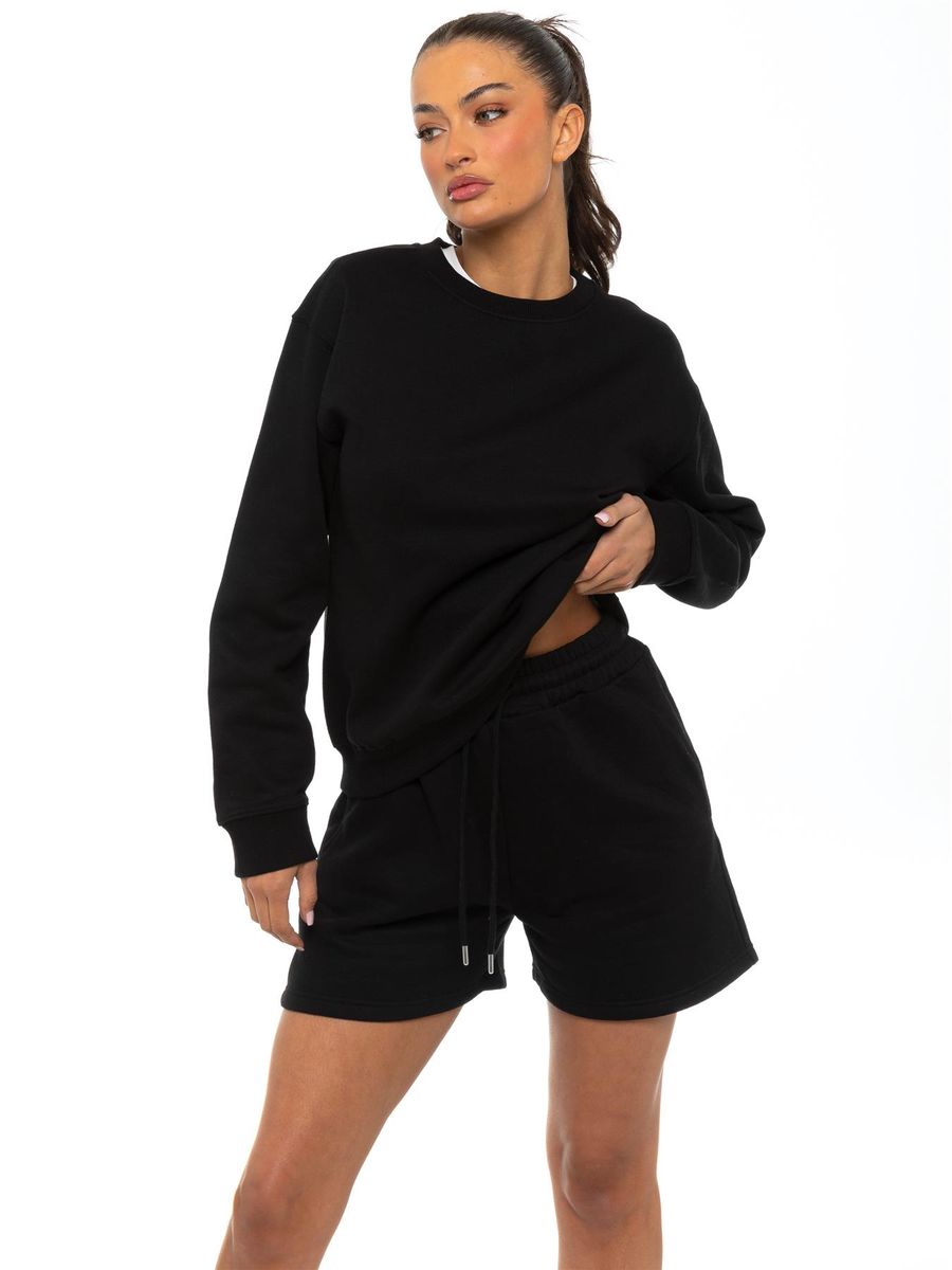 Oversized-Sweatshirt und Shorts Set