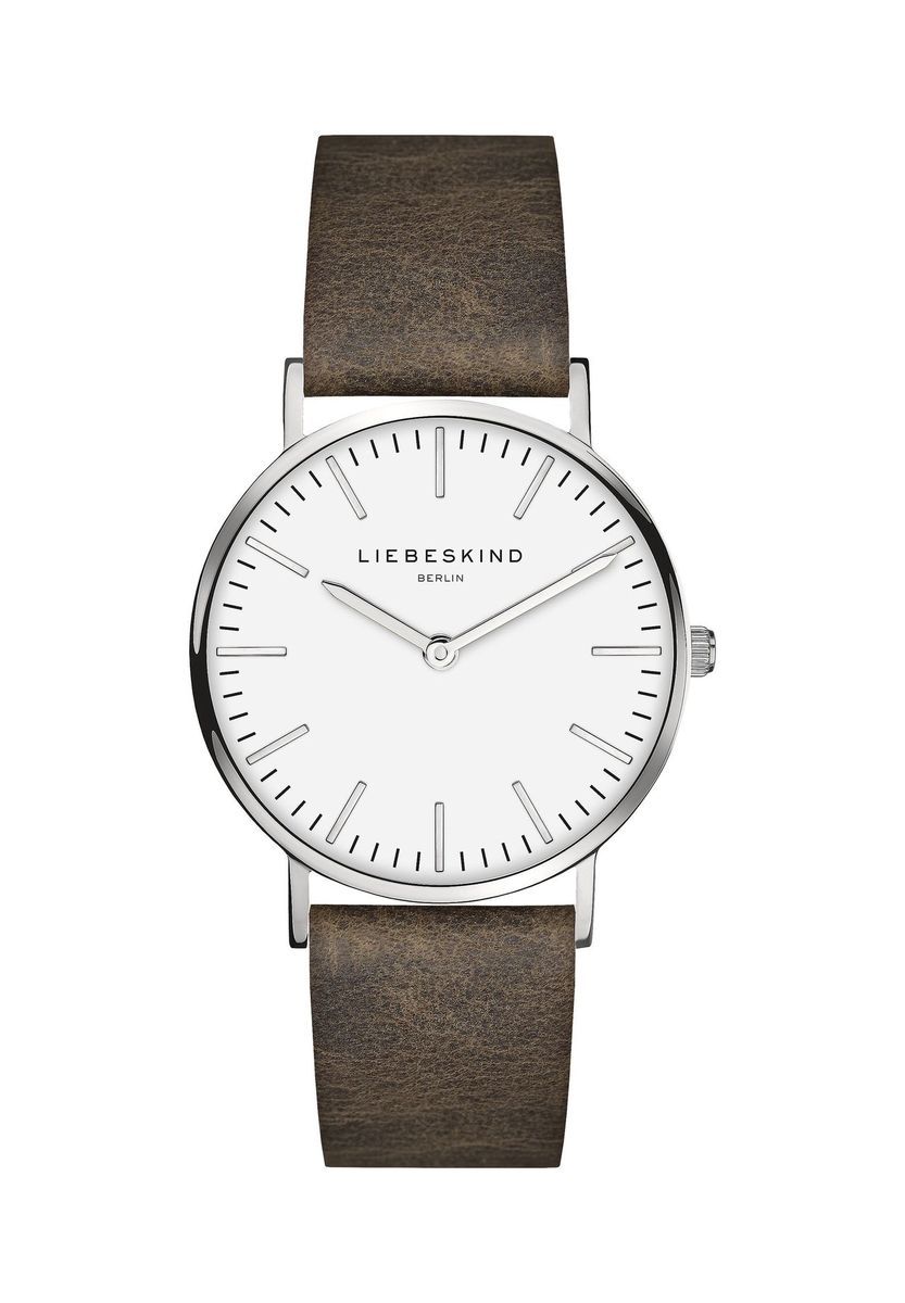Minimalistische Edelstahl-Armbanduhr mit Lederband