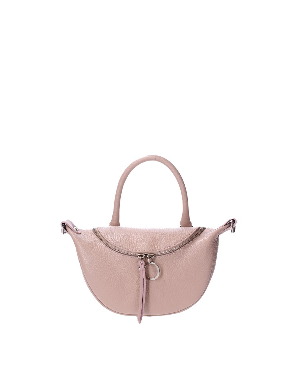 Halbmond-Handtasche aus genarbtem Leder