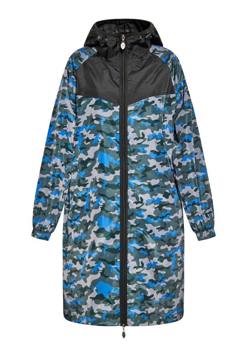 Langer Camouflage-Windmantel mit Kapuze