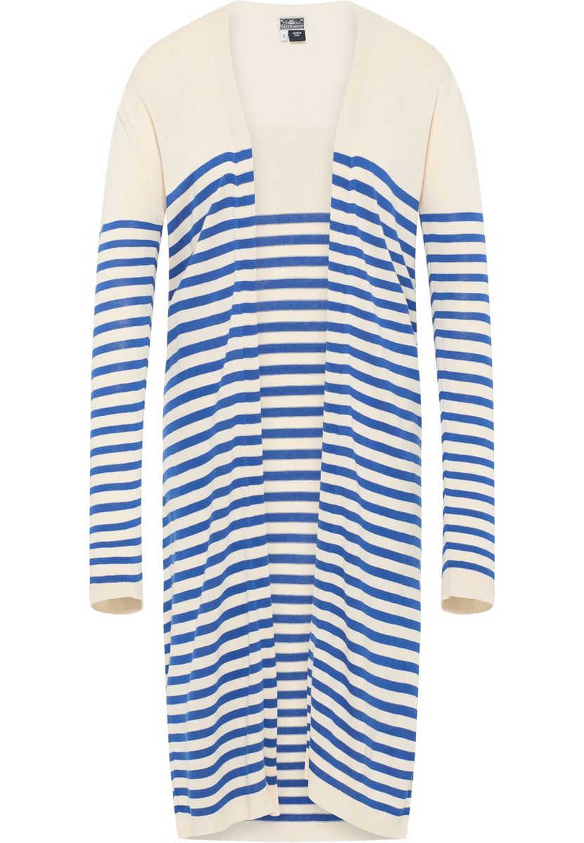 Lange Gestreifte Feinstrick-Strickjacke