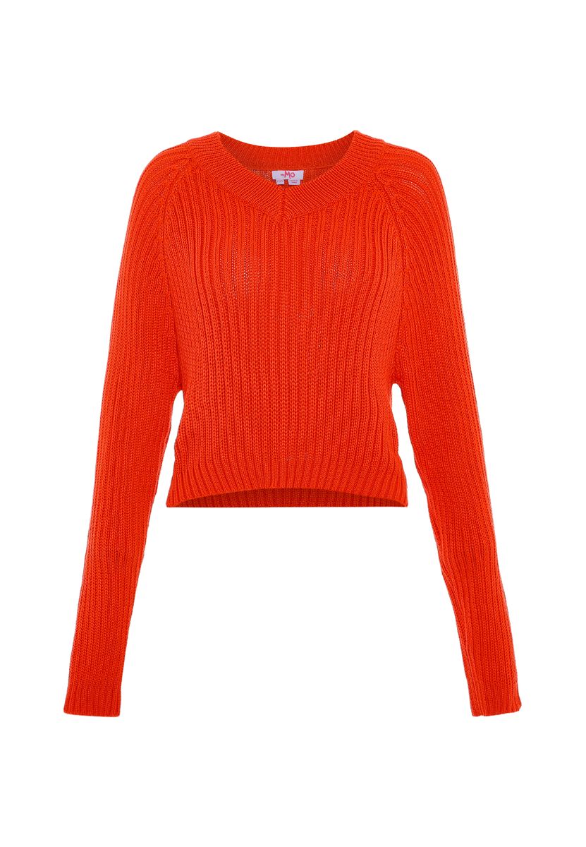 Lässiger Rippstrick-Pullover mit V-Ausschnitt