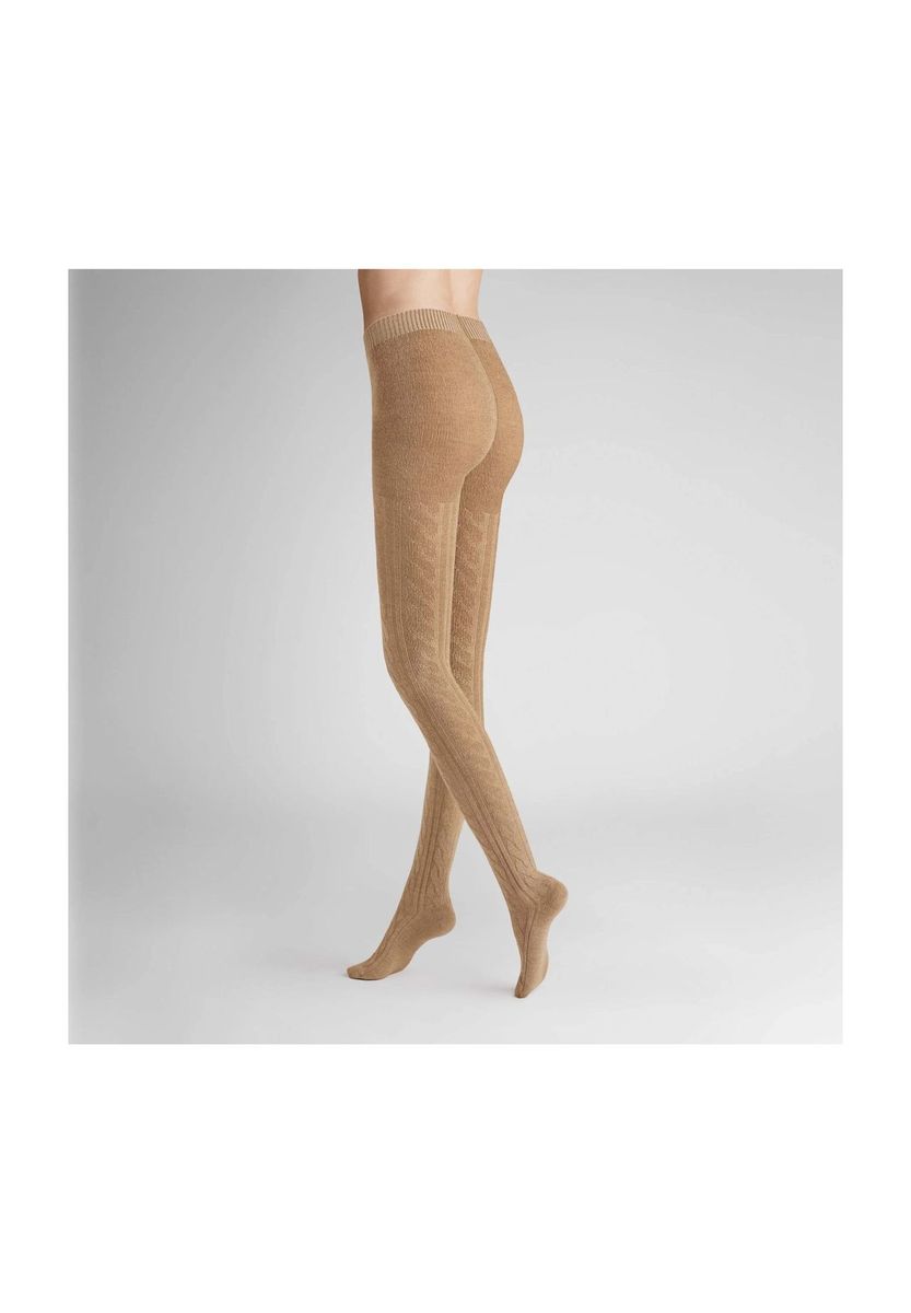 Klassische Zopfmuster-Strumpfhose mit Wollanteil