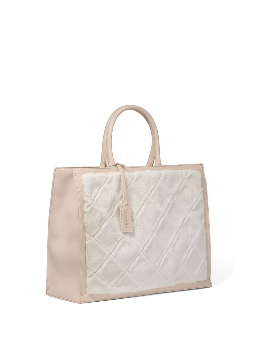 Gesteppte Shopper-Tasche aus Webpelz