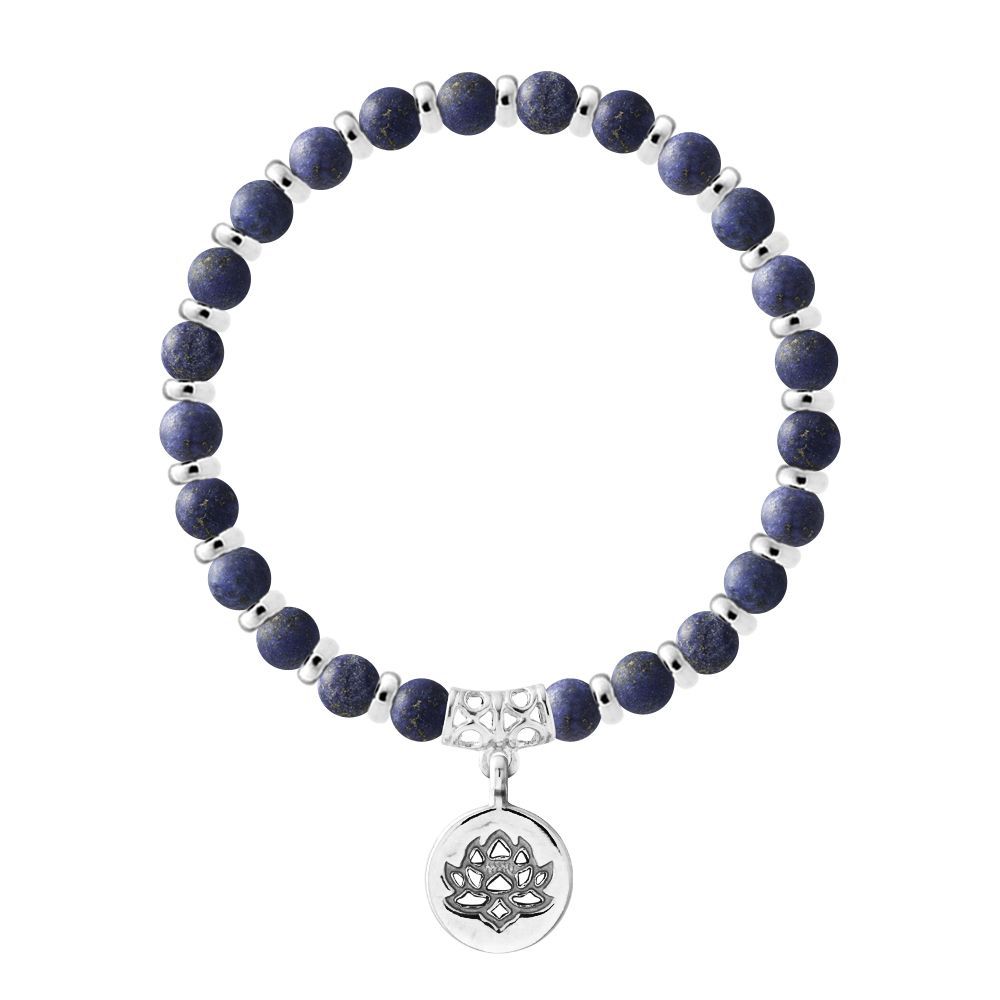 Chrysokoll Perlenarmband mit Lotus-Anhänger
