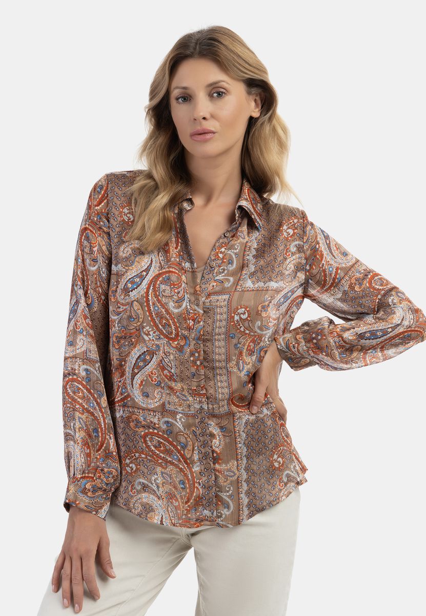 Klassische Paisley-Bluse mit Knopfleiste