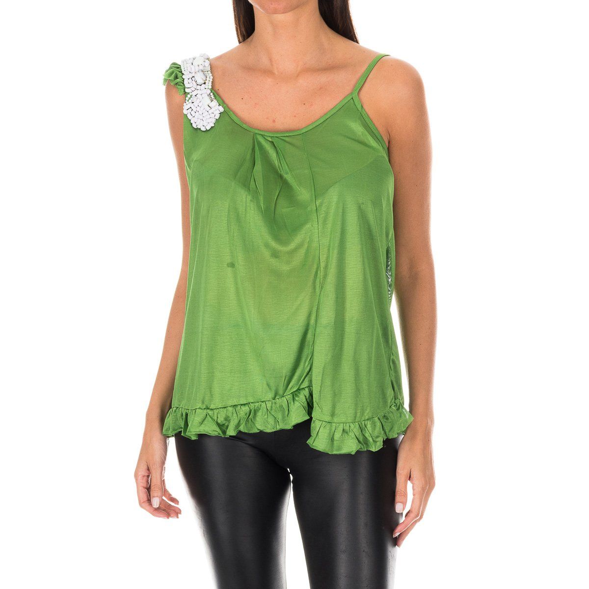 Camisole-Top mit Rüschen und Perlendetail