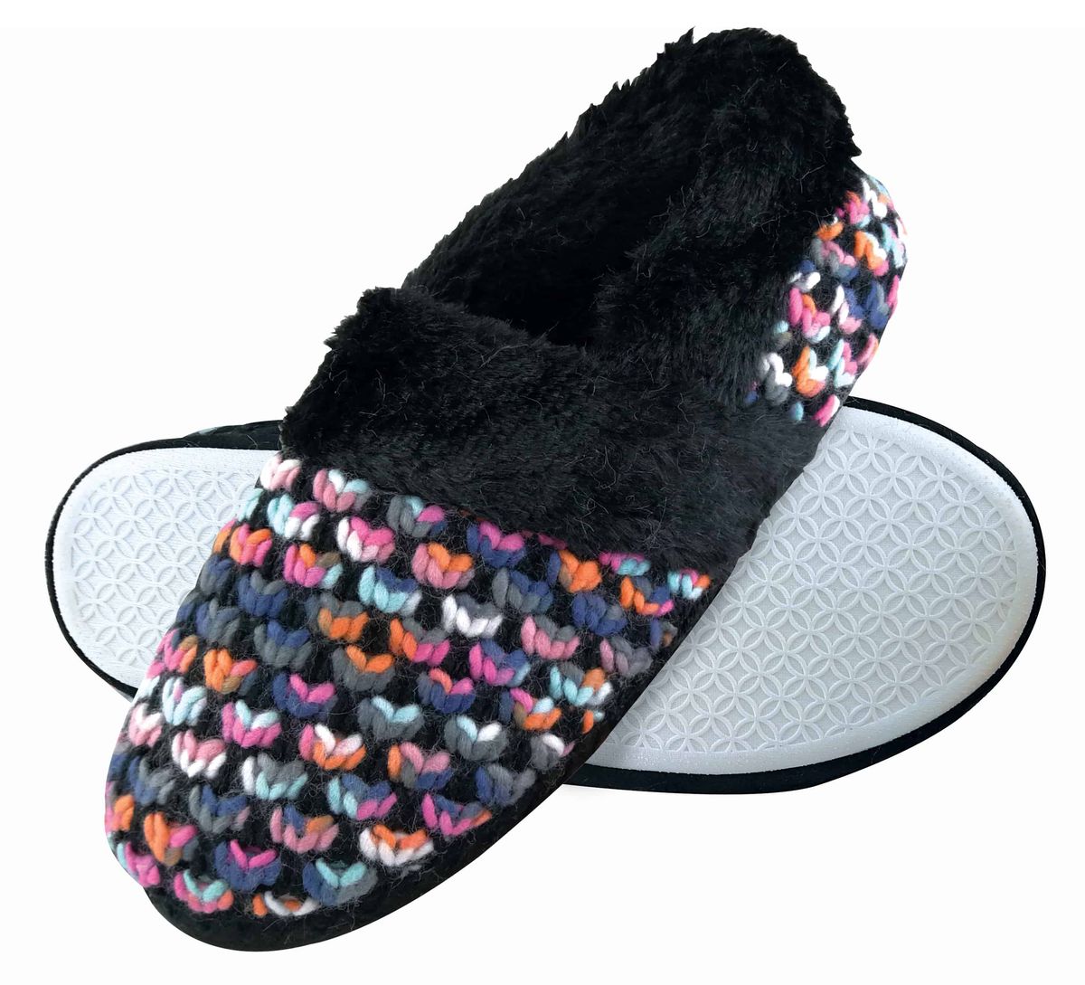 Gestrickte Plüsch-gefütterte warme Hausschuhe