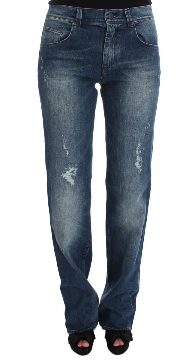 Slim-Fit Straight-Jeans mit Destroyed-Effekt
