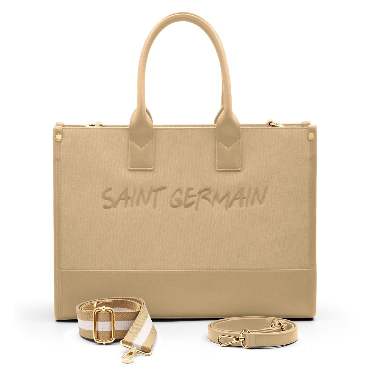 Großer Shopper aus Canvas und Leder