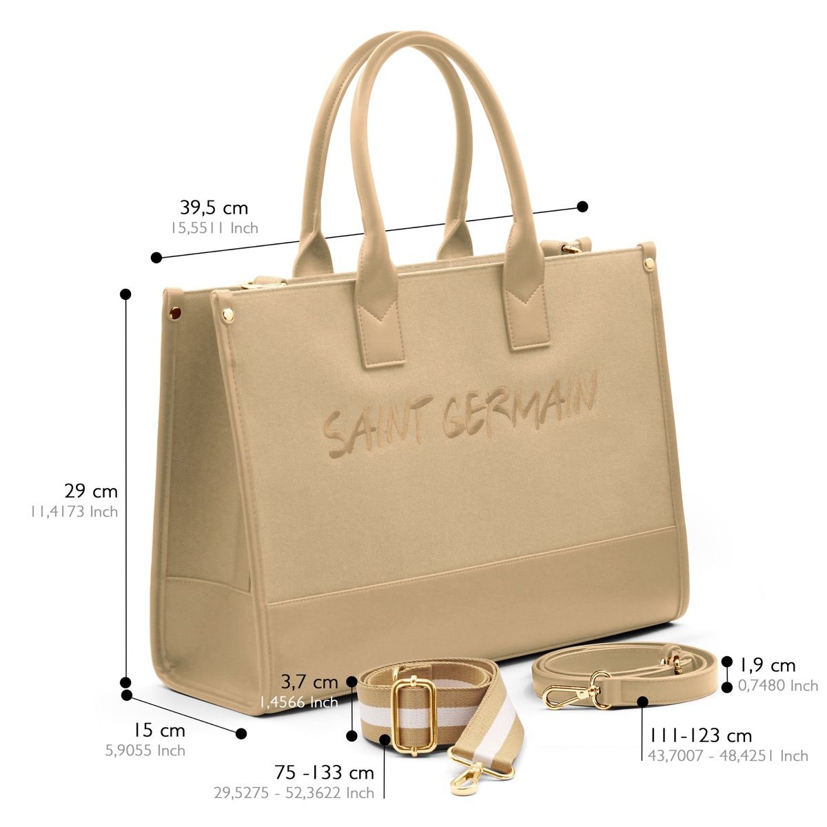 Großer Shopper aus Canvas und Leder