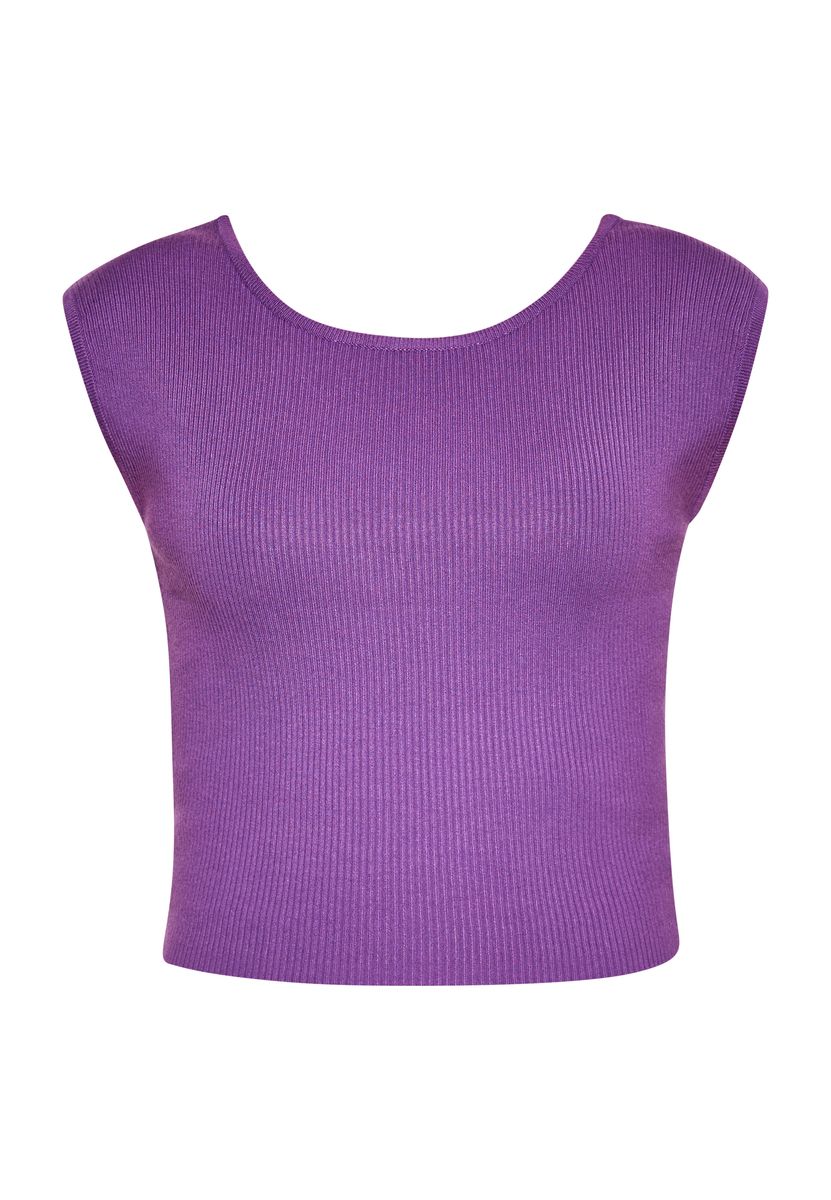 Geripptes Crop-Top mit Rückenausschnitt