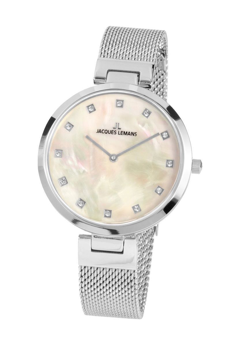 Elegante Perlmutt-Uhr mit Milanaise-Band