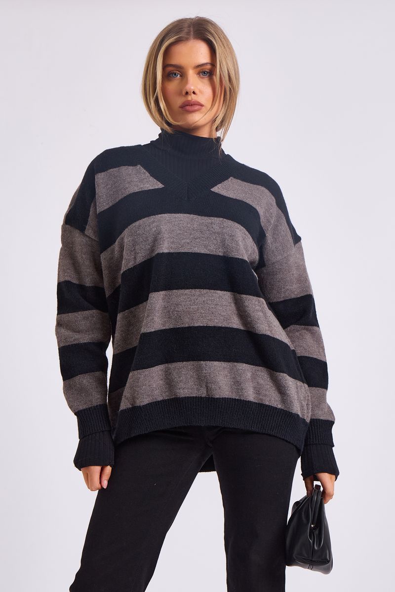 Übergroßer Pullover mit breiten Streifen