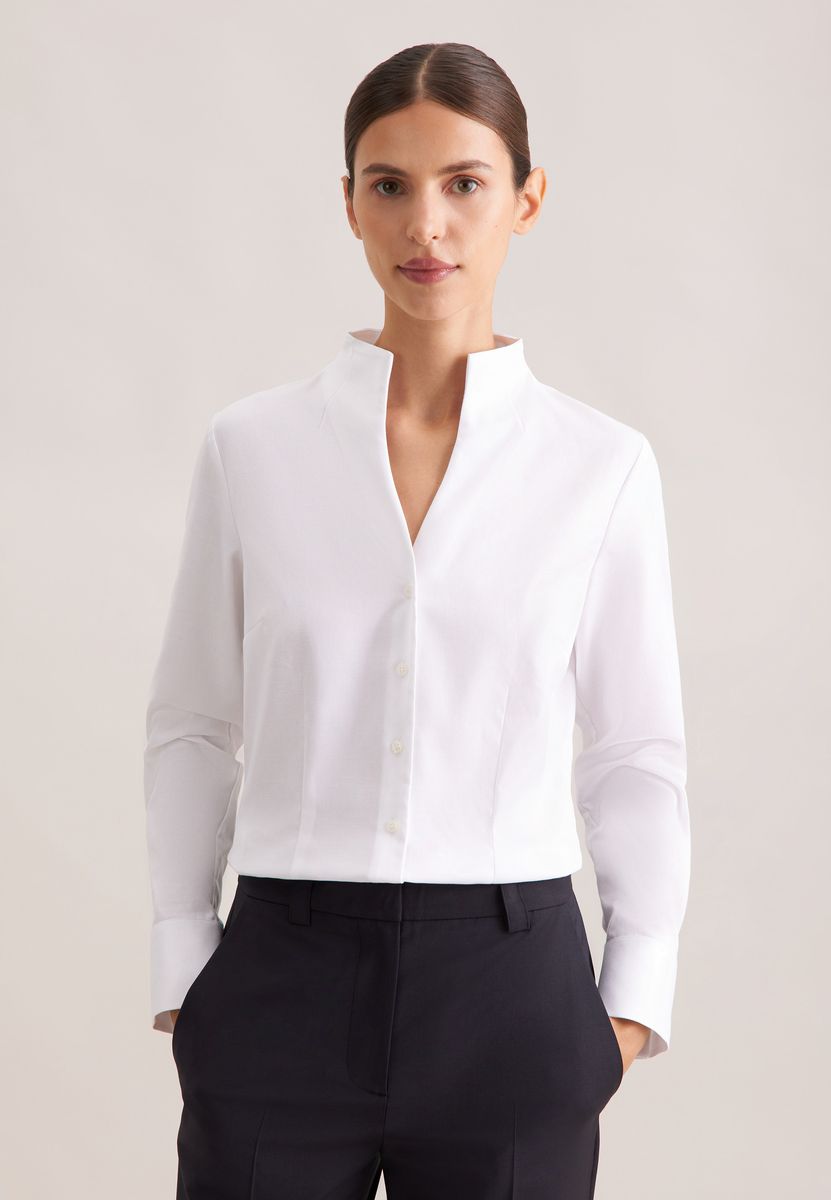 Slim-Fit Kelchkragen-Bluse